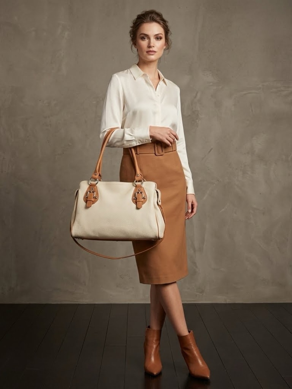 Italian Made Pebble Leather Handbag/Purse